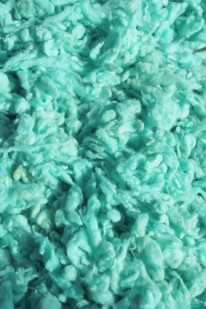 Υφή φωτεινό Aqua μπλε μαλλί νήμα. Θάλασσα-πράσινο αφηρημένο φόντο. Χρωματιστό μαλλί για πλέξιμο. - Φωτογραφία, εικόνα