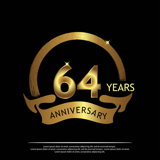 64 éves Jubileumi arany. évforduló sablon Design for web, játék, kreatív plakát, füzet, prospektus, szórólap, magazin, meghívó-Vector - Vektor, kép