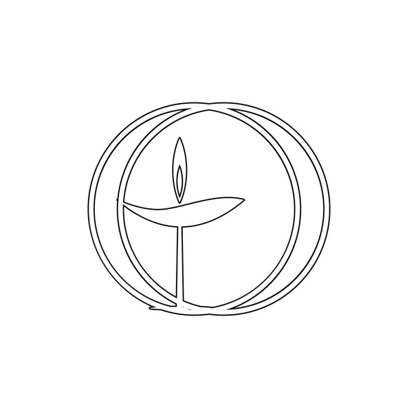 Symbol religii, Unitarian, uniwersalizm ikona zarys. Element religii symbol ilustracji. Ikony znaków i symboli mogą być używane do Internetu, logo, aplikacji mobilnej, UI, UX - Wektor, obraz