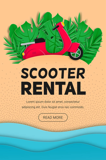 Scooter rental vector banner button - Wektor, obraz