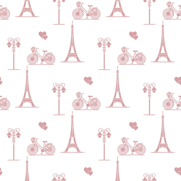 Paris. Seamless pattern. Symbols and landmarks. - Вектор, зображення