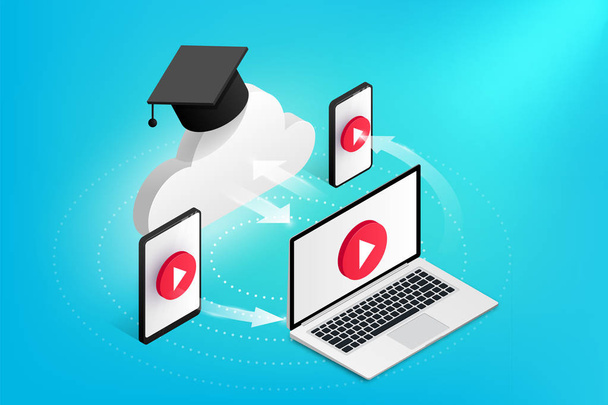 Online education concept devices - Vector, Image