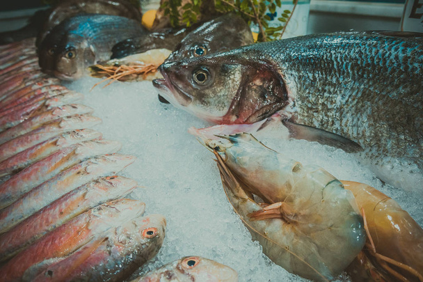 Fisch und Meeresfrüchte auf Eis - Foto, Bild