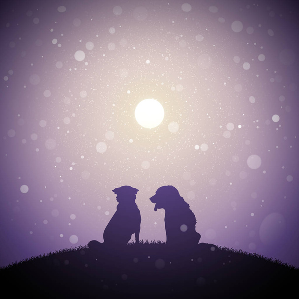  Σκύλοι φίλοι την αυγή - Διάνυσμα, εικόνα