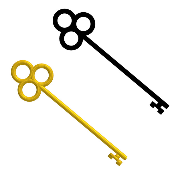 Llave de oro y llave de silueta negra
 - Foto, imagen