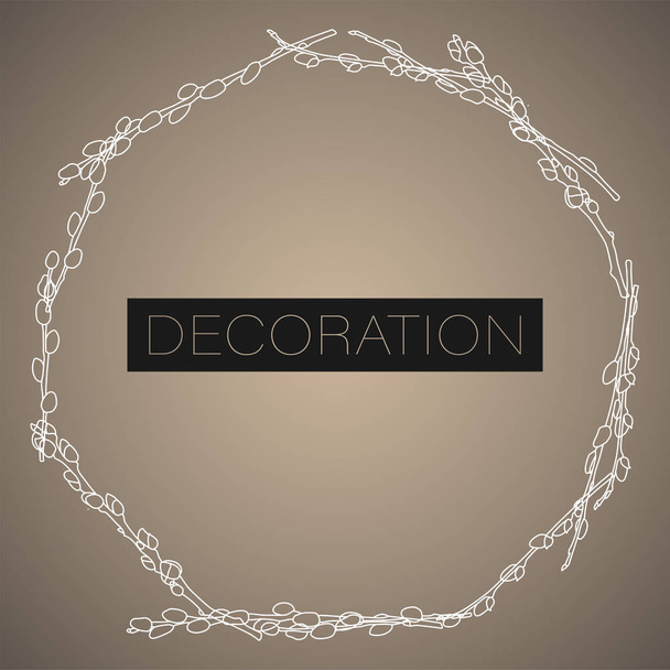 Köralakú keret fűzfavessző Húsvéti dekorációs vektorillusztráció - Vektor, kép