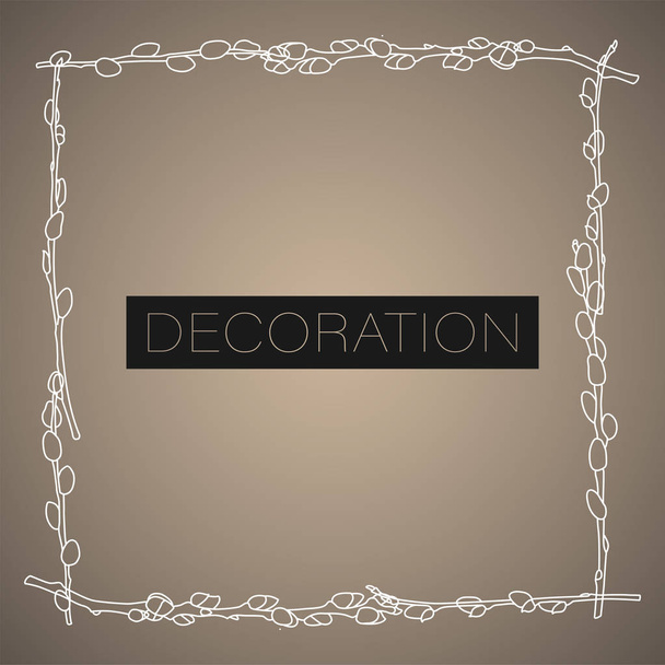 Square frame made of willow branches. Easter decoration vector illustration - Vector, Image