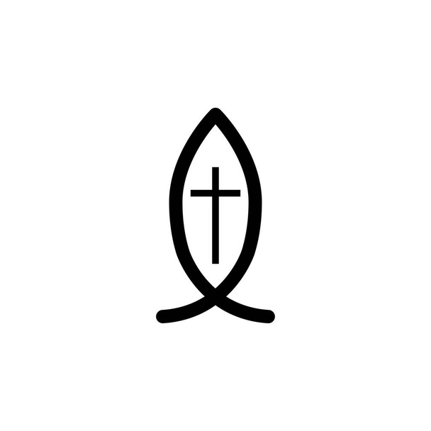 Chrześcijaństwo Ichthys znak ikona. Element religii znak ikona dla mobilnych koncepcji i aplikacji internetowych. Szczegółowe chrześcijaństwo Ichthys ikona może być używany do Internetu i mobilnych - Wektor, obraz