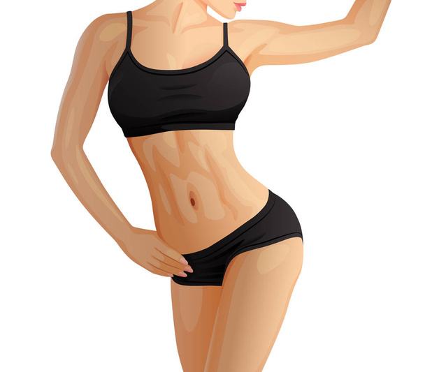 schlanke, sportliche Frau, Fitness-Girl in Sportbekleidung - Vektor, Bild