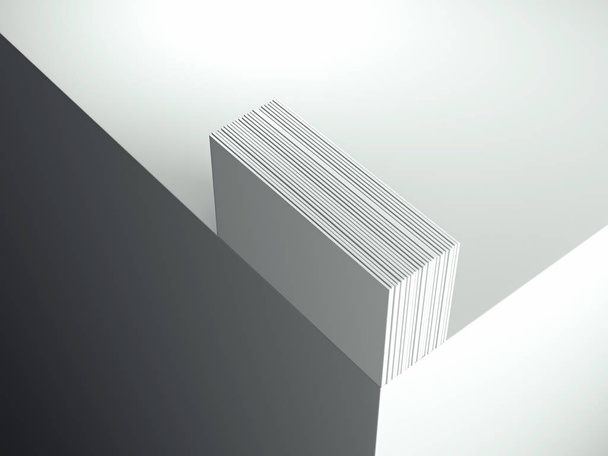 Close up of white business cards set on the corner, 3d rendering. - 写真・画像