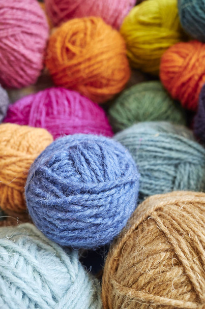 Picture of colorful wool yarn balls. - Foto, immagini