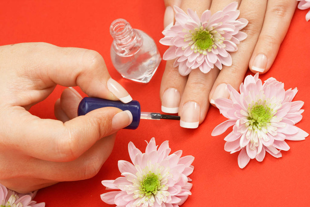 Applying varnish on nails - Photo, Image
