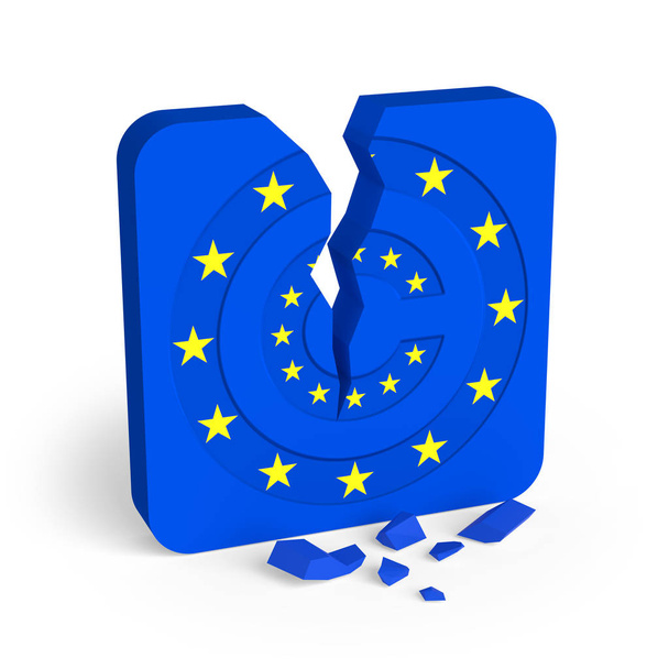 Símbolo de copyright sobre bandera de la Unión Europea
 - Foto, imagen