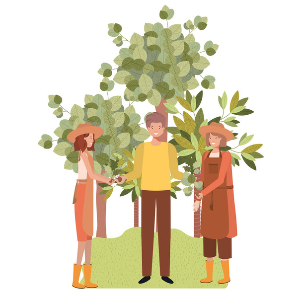 ομάδα κηπουρών με χαρακτήρα avatar τοπίου - Διάνυσμα, εικόνα