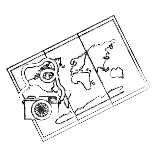 papírtérkép utazási világ ikonok - Vektor, kép