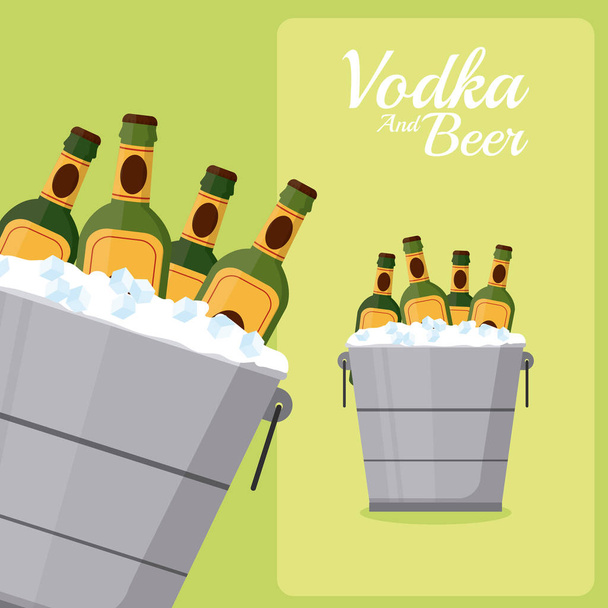 wodka en bier - Vector, afbeelding