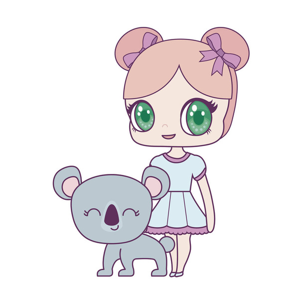 mignonne petite poupée avec koala animal
 - Vecteur, image