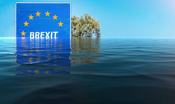 Цифрові маніпуляції затопленими знаком Brexit-зміна клімату концепція - Фото, зображення