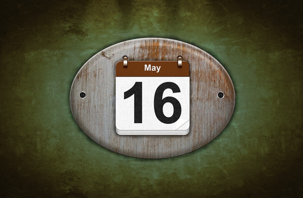 Old wooden calendar with May 16. - Photo, Image