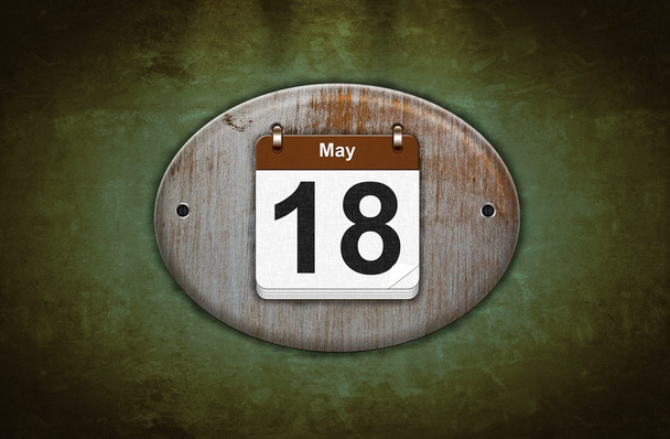 5 月 18 日古い木造カレンダー. - 写真・画像