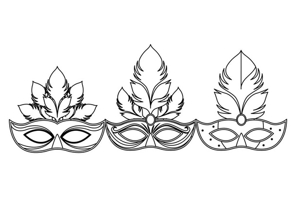 conjunto de máscaras y plumas blanco y negro
 - Vector, imagen
