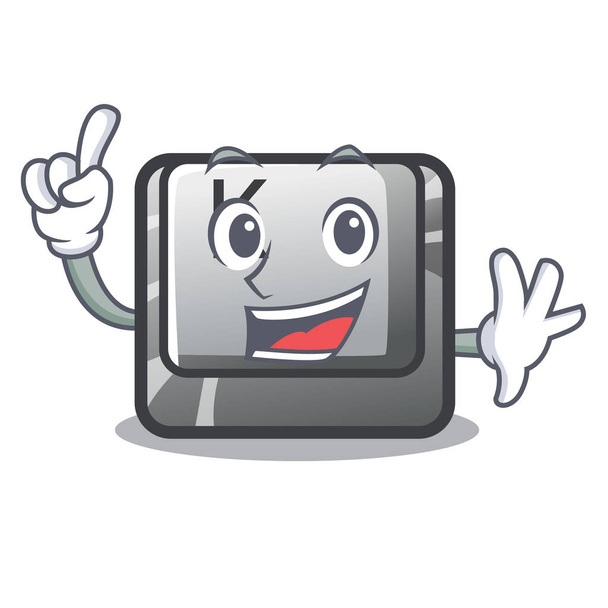 Finger button K attached to cartoon keyboard - Vector, afbeelding