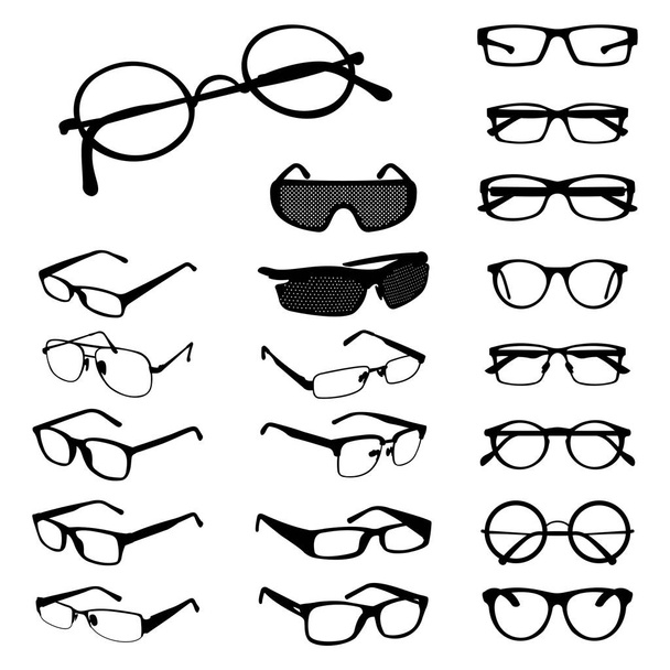 Szemüveg szemüvegek Spectacles Silhouette alakzat variációk beállítása - Vektor, kép
