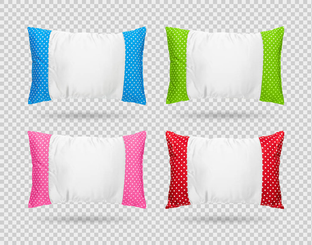 Collection of polka dots pillow isolated on transparent layer. Clipping paths object. Comfortable cushion in pattern style. - Photo, Image