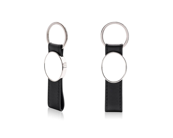 Leather key chain on isolated background with clipping path. - Photo, Image