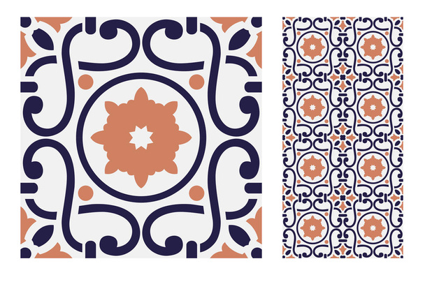 вінтажні візерунки плитки антикварний безшовний дизайн у Векторні ілюстрації
 - Вектор, зображення