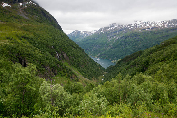 Geiranger fjord, beautiful nature in Norway  - Zdjęcie, obraz