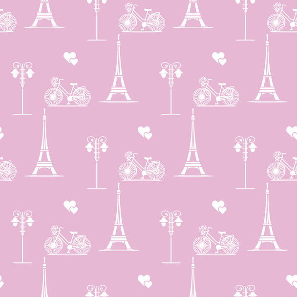Paris. Seamless pattern. Symbols and landmarks. - Vektor, Bild