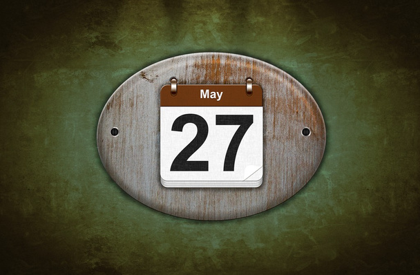 5 月 27 日古い木造カレンダー. - 写真・画像