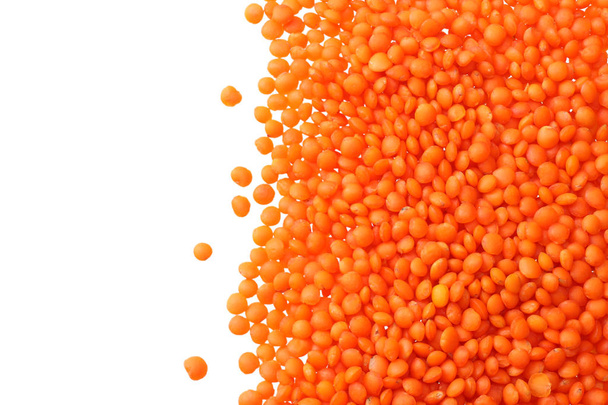 red lentils isolated on white background. Top view.  - Φωτογραφία, εικόνα