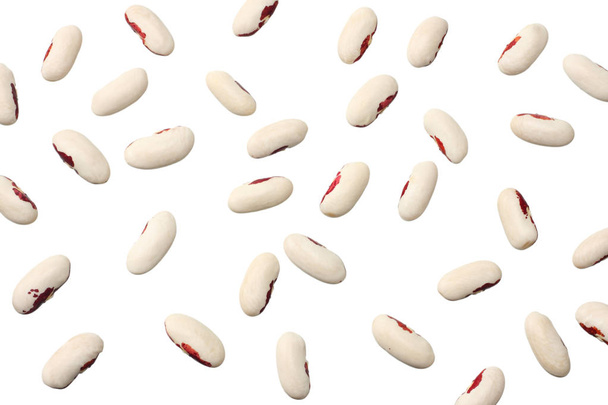 white kidney beans isolated on white background. top view  - Φωτογραφία, εικόνα