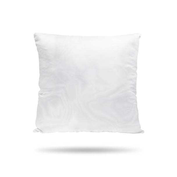 白い背景に隔離された空白の枕。あなたのデザインのための空のクッション。クリッピング パス オブジェクト. - 写真・画像