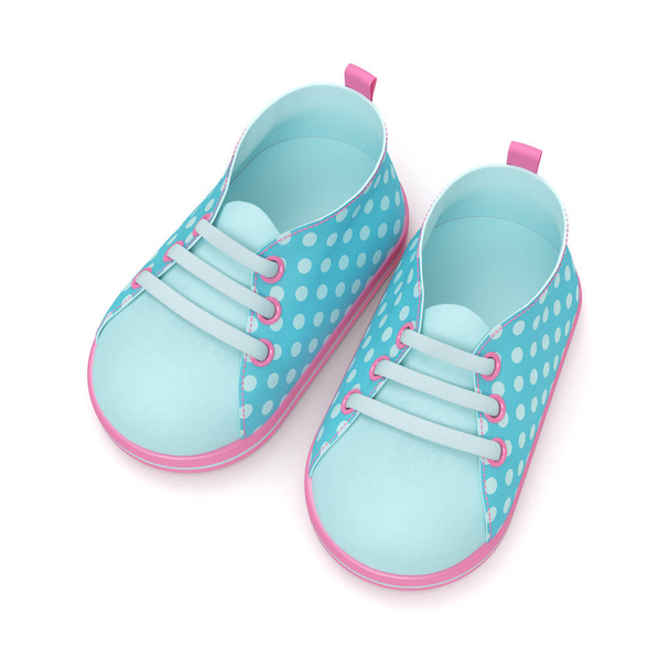 3d render of baby shoes over white - Photo, image