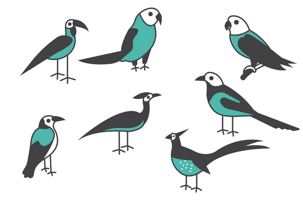 Zestaw wektor ptak-Easy edytowalne warstwowe ilustracji wektorowych - Wektor, obraz