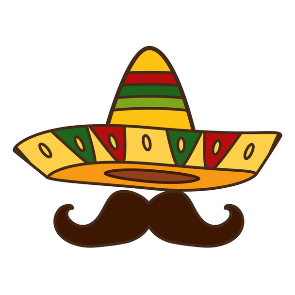 meksykański kapelusz z wąsami - Wektor, obraz