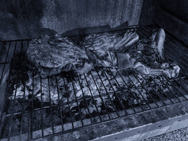 Classic Tuscany food, Fiorentina steak on BBQ - Фото, изображение