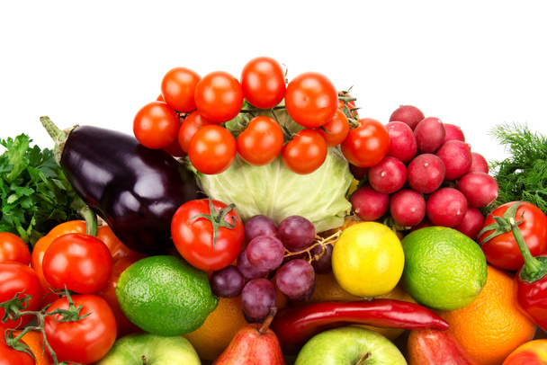 果物や野菜の白い背景で隔離の設定 - 写真・画像