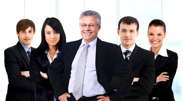 Geschäftsmann und sein Team isoliert vor weißem Hintergrund - Foto, Bild