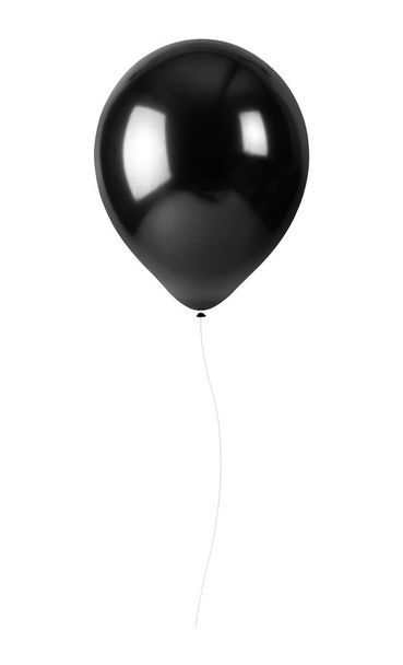 schwarze Ballons mit Seil isoliert auf weißem Hintergrund. Parteidekoration. (ausgeschnitten ) - Foto, Bild