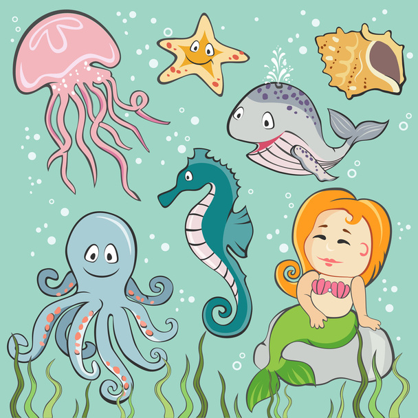 Векторный набор морских существ
 - Вектор,изображение
