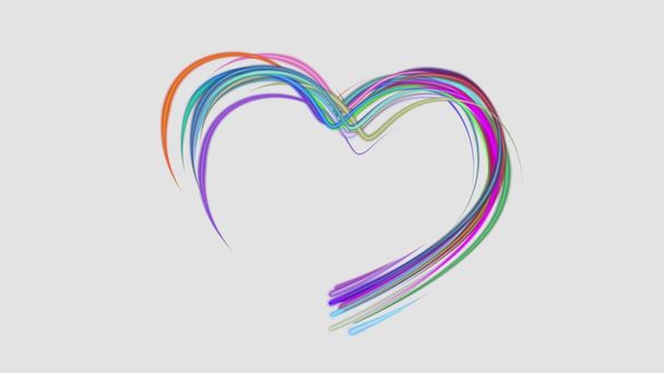 abstract regenboog kleuren hart getekende elegante lijnen strepen bands mooie illustratie achtergrond nieuwe universele kleurrijke vreugdevolle stockafbeelding - Foto, afbeelding