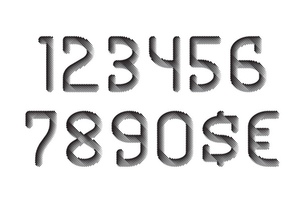 Números con textura de eclosión con signos de moneda en estilo urbano monocromo
. - Vector, Imagen