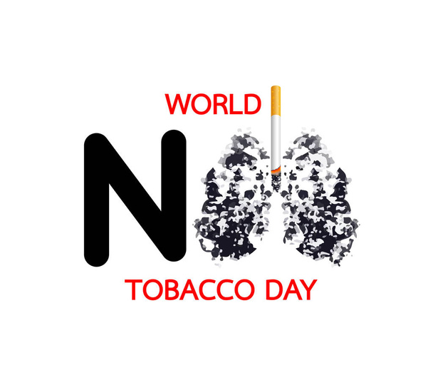 Pare de fumar, World no tobacco day. Fumar é prejudicial para o pulmão humano. Resultando em lesões orgânicas e prematuras. Ilustração
. - Vetor, Imagem