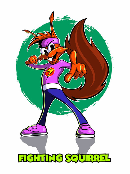 Cartoon style fighting squirrel, vector cartoon character. - Vecteur, image