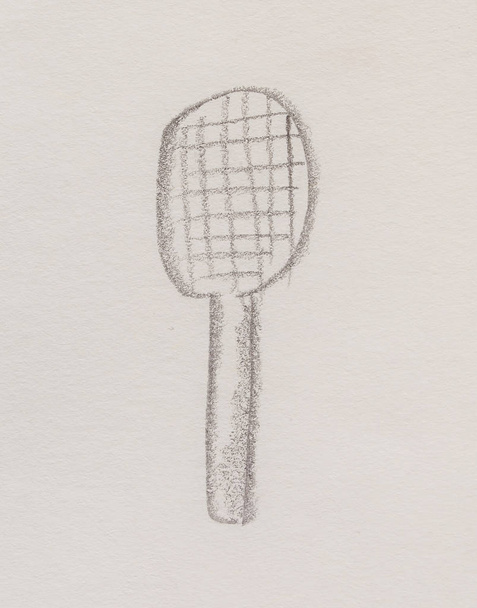 tenis Racket, ceruza rajz, papír. - Fotó, kép