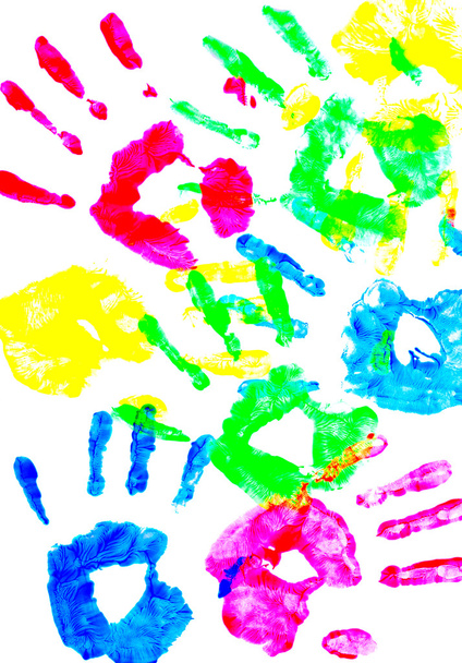Colorful child hand prints - Fotografie, Obrázek